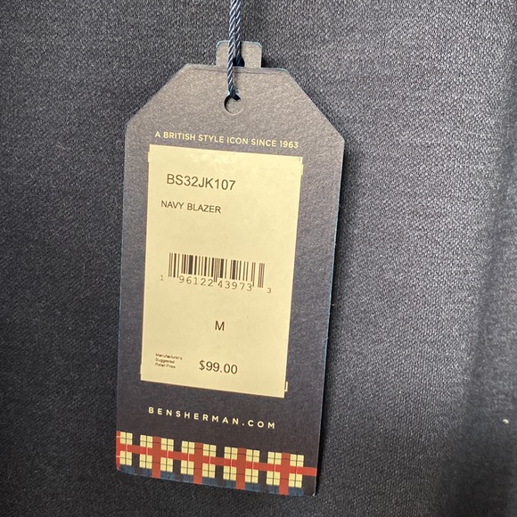 Ben Sherman Hombre Chest-Stripe Track Jacket Navy Size M - Picture 4 of 7